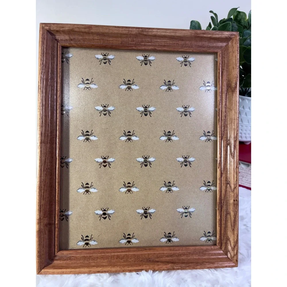 Vintage Wooden Picture Frame Solid Oak Tabletop Decor 8x10 Matte Glass